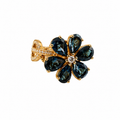 18k gold flower ring with London blue topaz