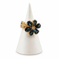 DTopaz London Blue Topaz Flower Ring in 18K gold, display view