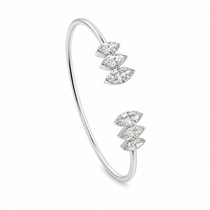 White Drop Marquise Open Cuff in 18K white gold alternate product view
