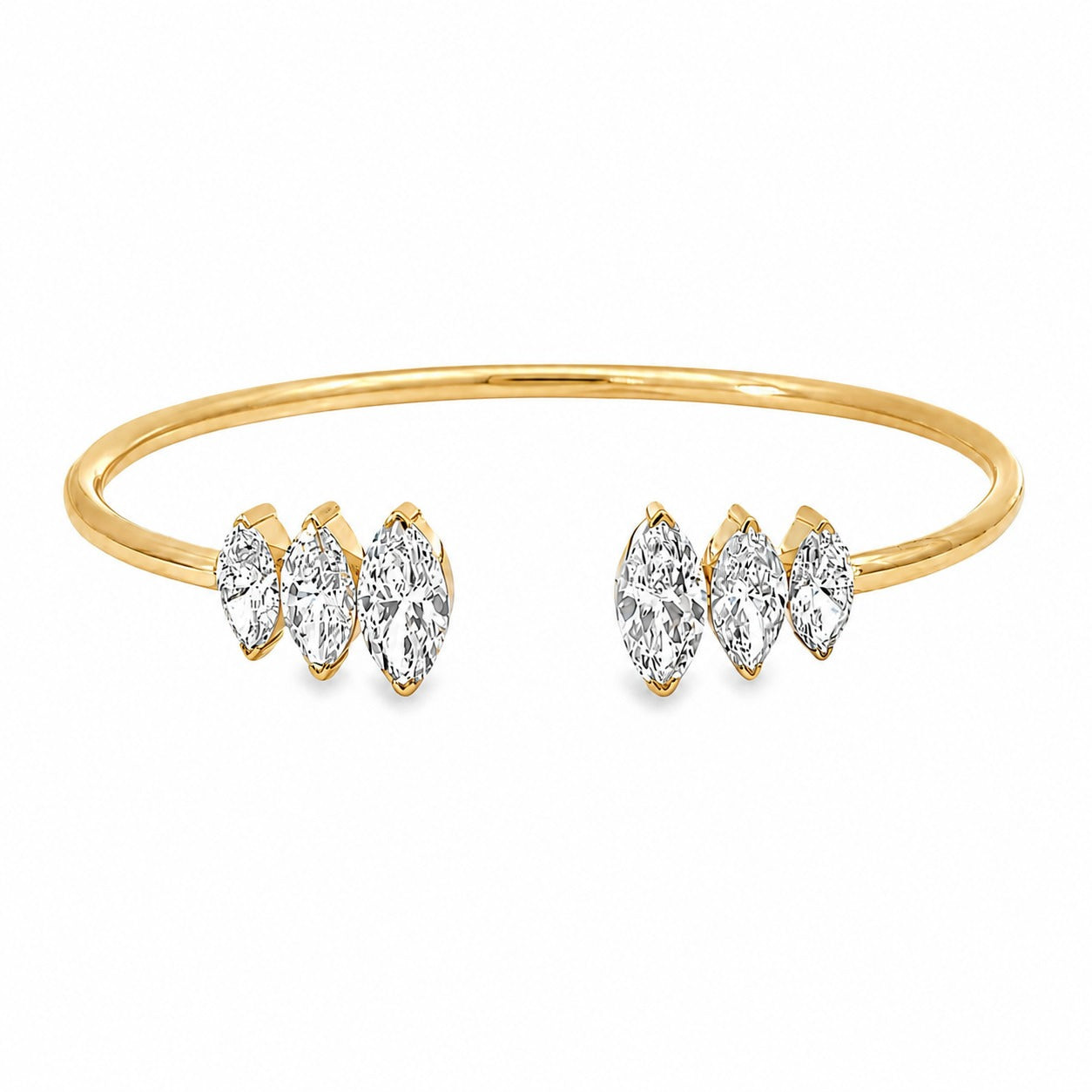 White Drop Marquise Open Cuff in 18K yellow gold alternate product view