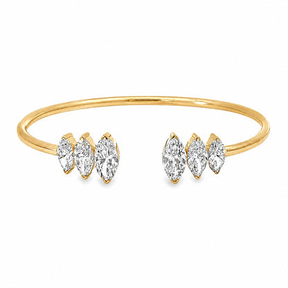 White Drop Marquise Open Cuff in 18K yellow gold alternate product view