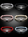 Satin cord bracelet with round and pear-shaped lab-grown diamonds, additional view