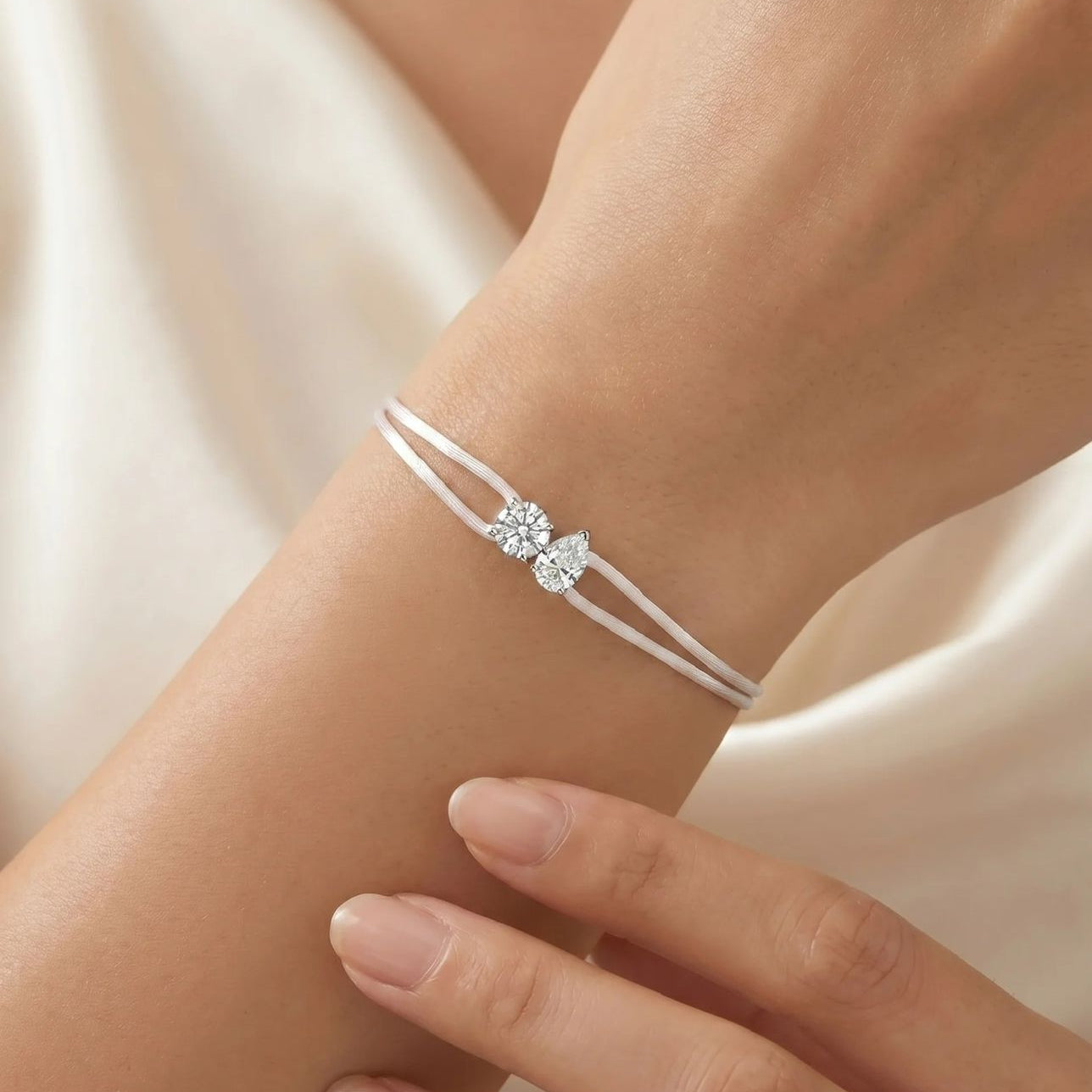Satin Cord Bracelet Double - Pear