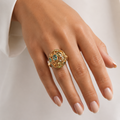 18k gold ring with natural gemstones, additional view