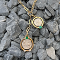 18k gold pendant with emerald and ancient Roman denarius coin depicting Vesta, additional view