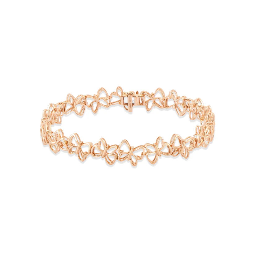 Rose gold bracelet on a white background