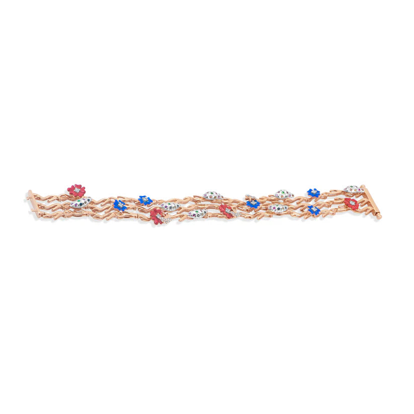 Bracelet with floral designs on a white background