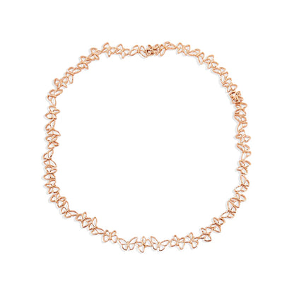 Rose gold necklace on a white background