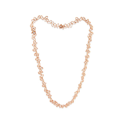 Rose gold necklace on a white background