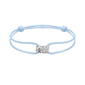 Light blue bracelet with a square charm on a white background