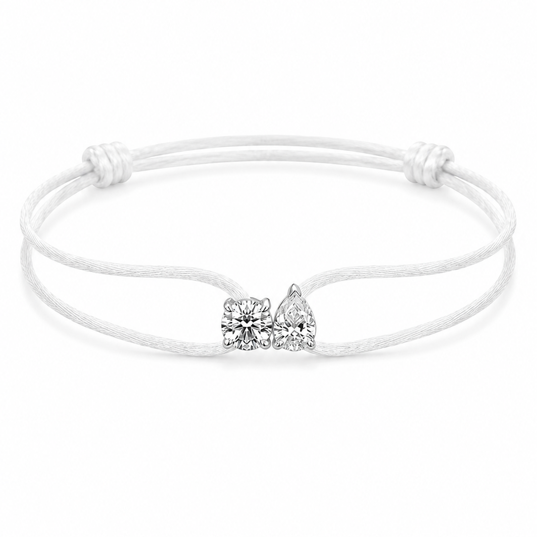 White bracelet featuring diamonds background
