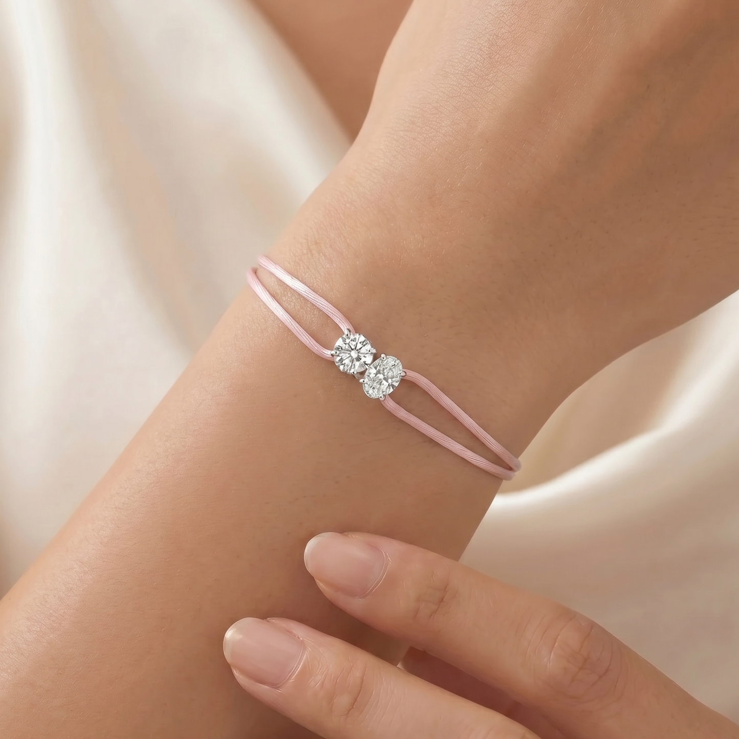Satin Cord Bracelet Double - Oval