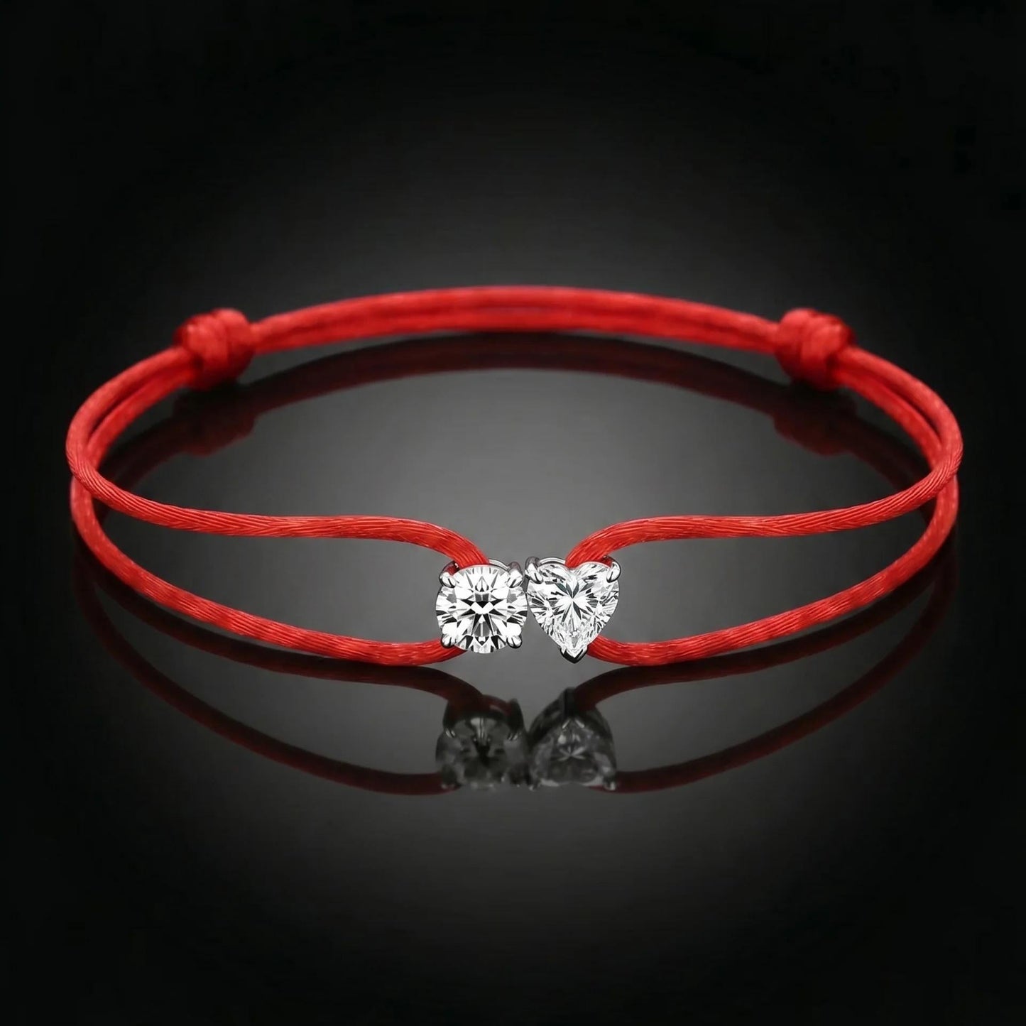 Satin Cord Bracelet Double - Heart