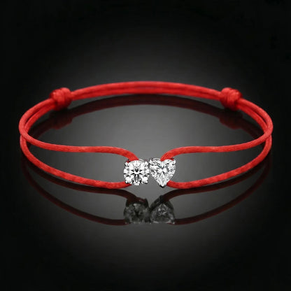 Satin Cord Bracelet Double - Heart
