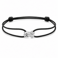 Black cord bracelet with diamonds