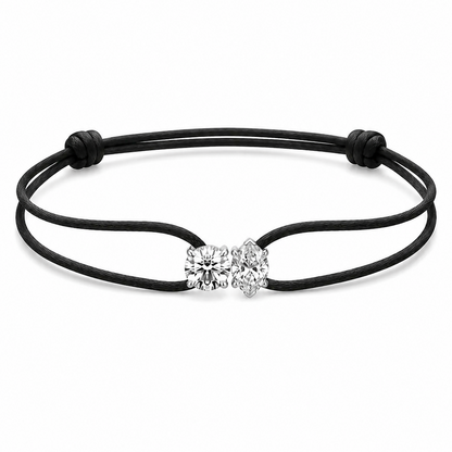 Black cord bracelet with diamonds