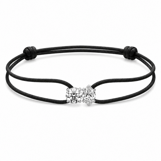 Black cord bracelet with diamonds