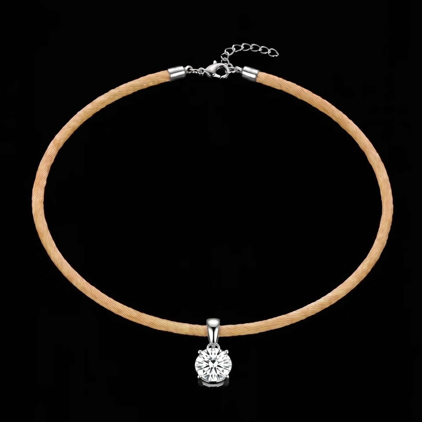 Necklace with a round pendant on a black background