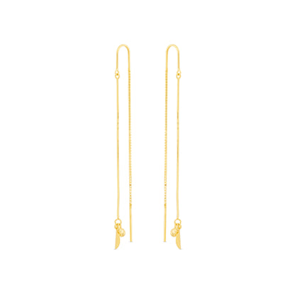 Gold chain earrings on a white background