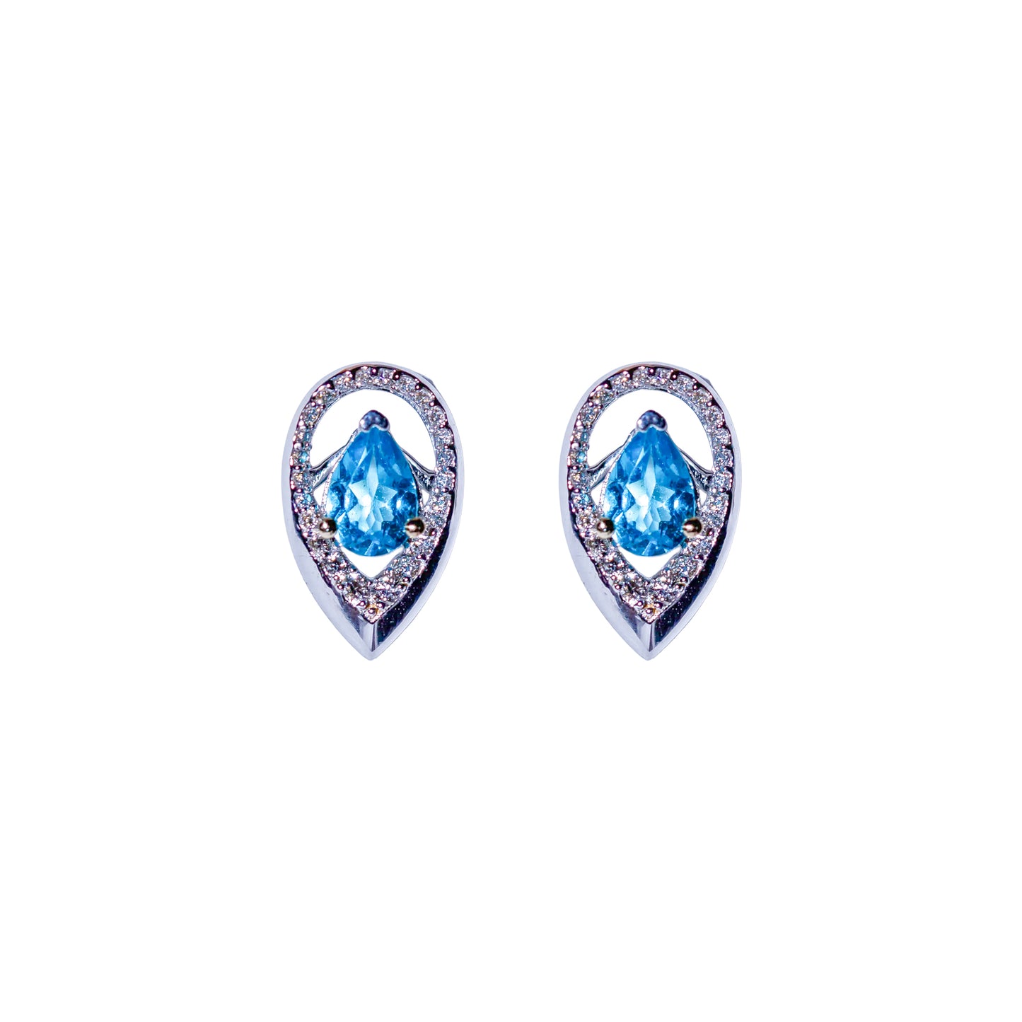 Teardrop Blue Stud Earrings