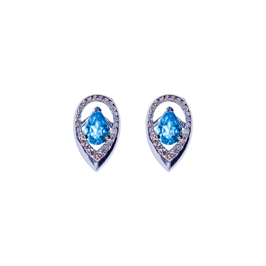 Teardrop Blue Stud Earrings