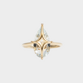 18k gold ring with natural aquamarine and diamonds, additional view