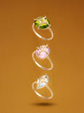 18k gold ring with natural aquamarine and diamonds, additional view