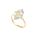 18k gold ring with natural aquamarine and diamonds
