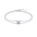 White gold bracelet with a round diamond on a white background