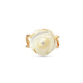 18K gold Mini Arabian Adjustable Ring with white mother of pearl and lab-grown diamond on a white background