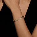 18k white gold sculptural bracelet with pyramid motif design, additional view