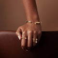 18k gold sculptural bracelet with pyramid motif design, additional view