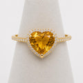 DTopaz Citrine Heart Diamond Ring in 18K gold, additional view