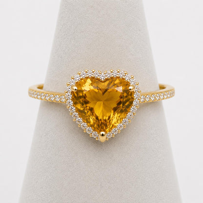 Citrine Heart Diamond Ring
