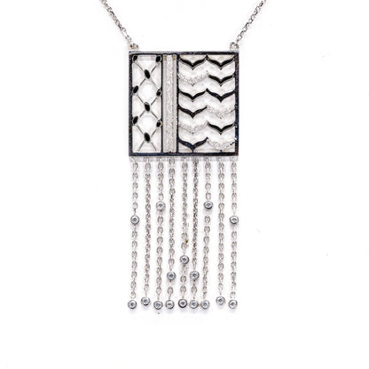 Necklace with a decorative pendant on a white background