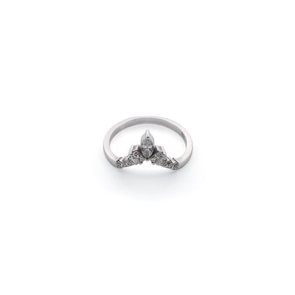 White gold ring with a diamond on a white background