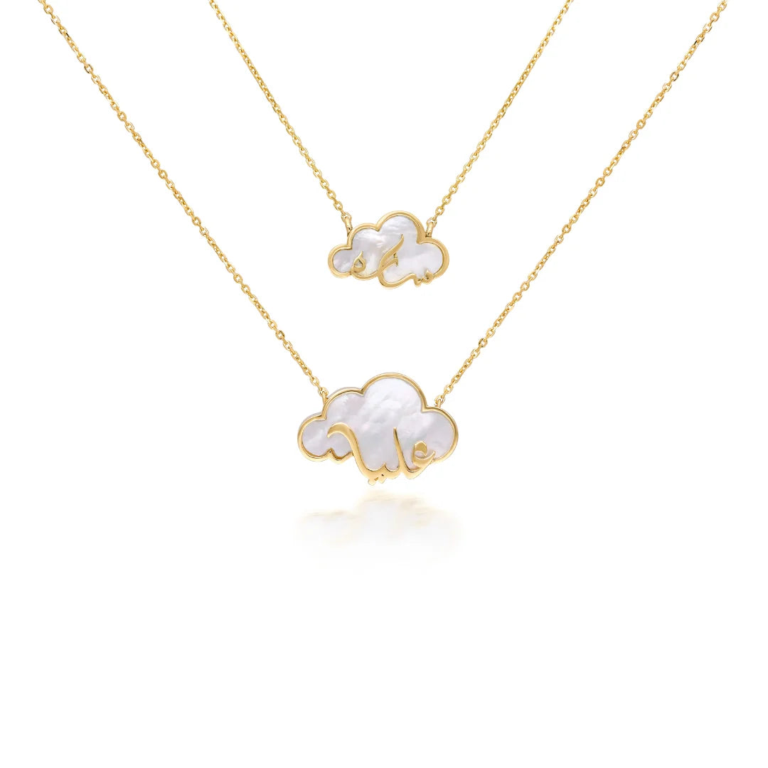 ABALII Cloud Story 18K yellow gold necklaces in large and small sizes