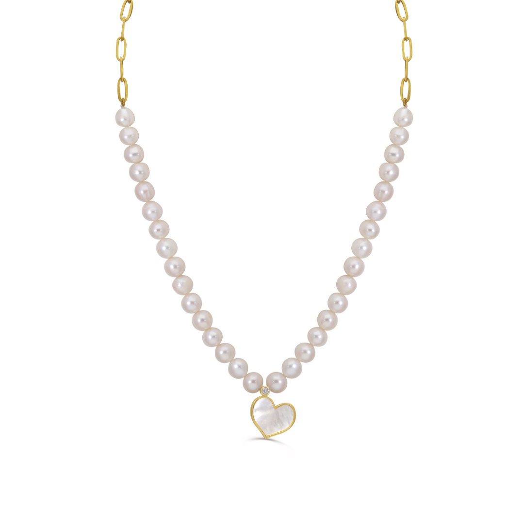 ABALII Heart Story pearl and 18K yellow gold necklace