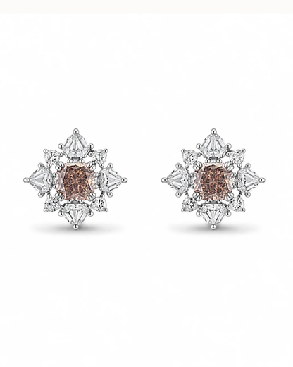 Adrisya aria cushion earrings 18k white gold earrings front view