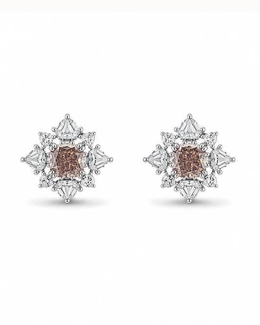 Adrisya aria cushion earrings 18k white gold earrings front view