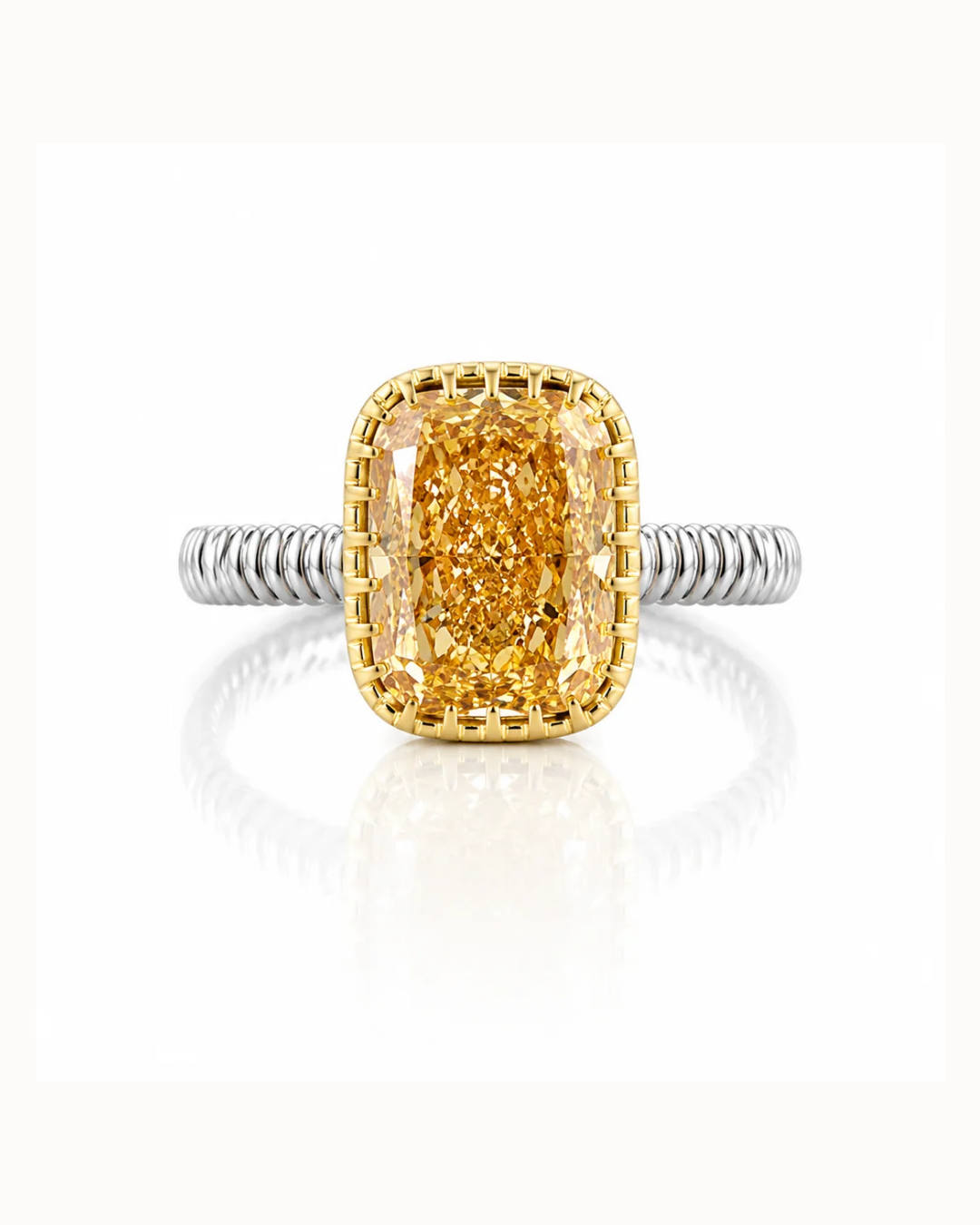 Adrisya golden hour cushion ring 18k two tone gold ring front view