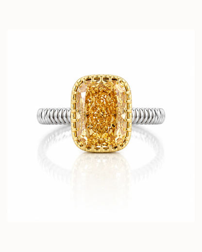 Adrisya golden hour cushion ring 18k two tone gold ring front view