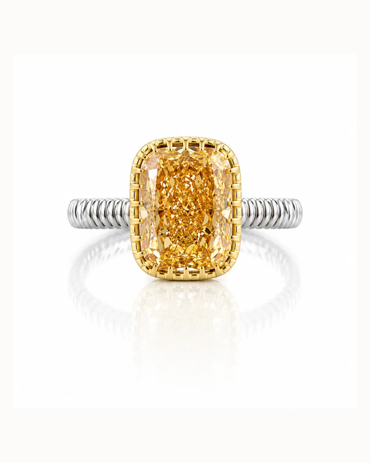 Adrisya golden hour cushion ring 18k two tone gold ring front view