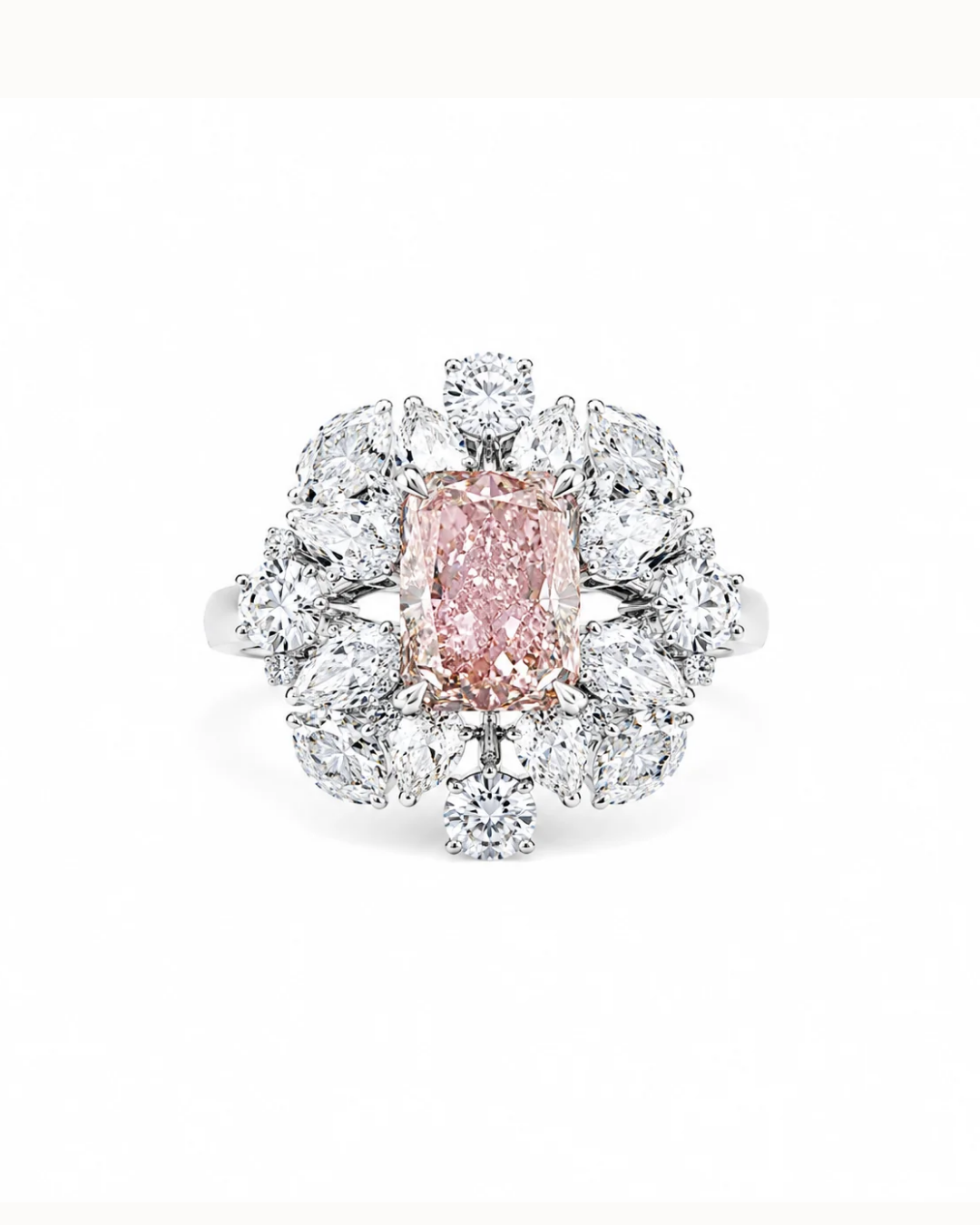 Adrisya rose glow ring 18k white gold ring front view