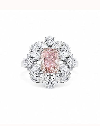 Adrisya rose glow ring 18k white gold ring front view