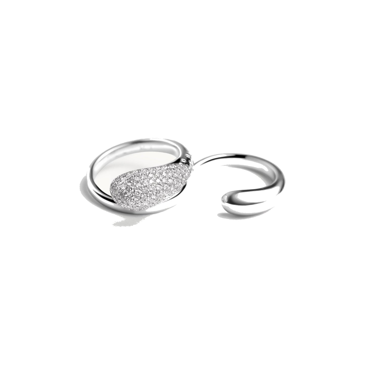ALLAMI Ezil Double Ring with Diamond in white gold on white background