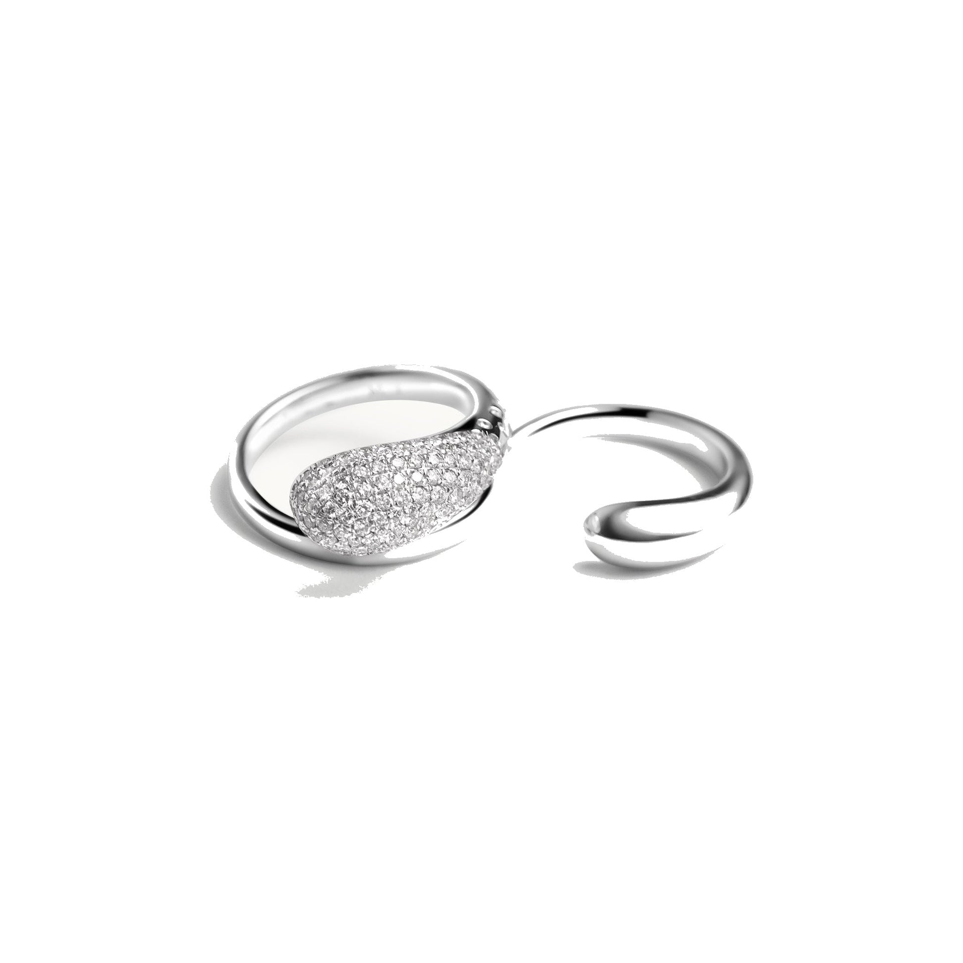 ALLAMI Ezil Double Ring with Diamond in white gold on white background