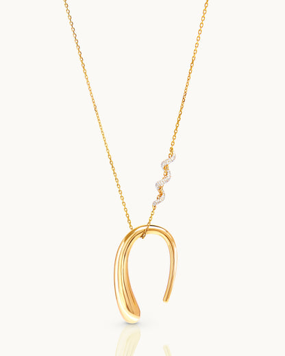 ALLAMI Ezil necklace in yellow gold, angled view