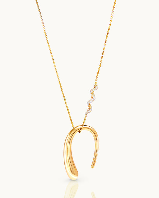 ALLAMI Ezil necklace in yellow gold, angled view