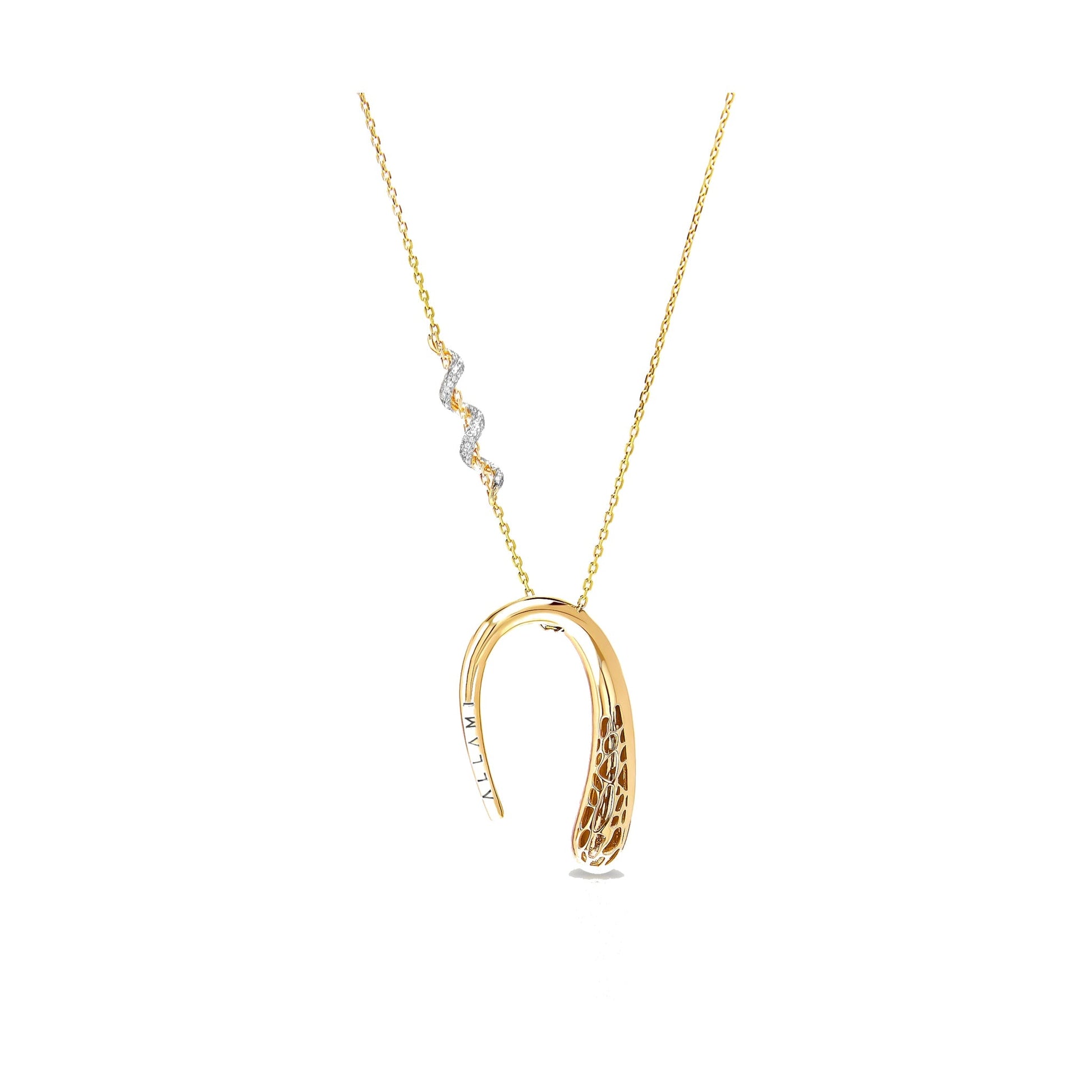 ALLAMI Ezil Necklace in yellow gold on white background
